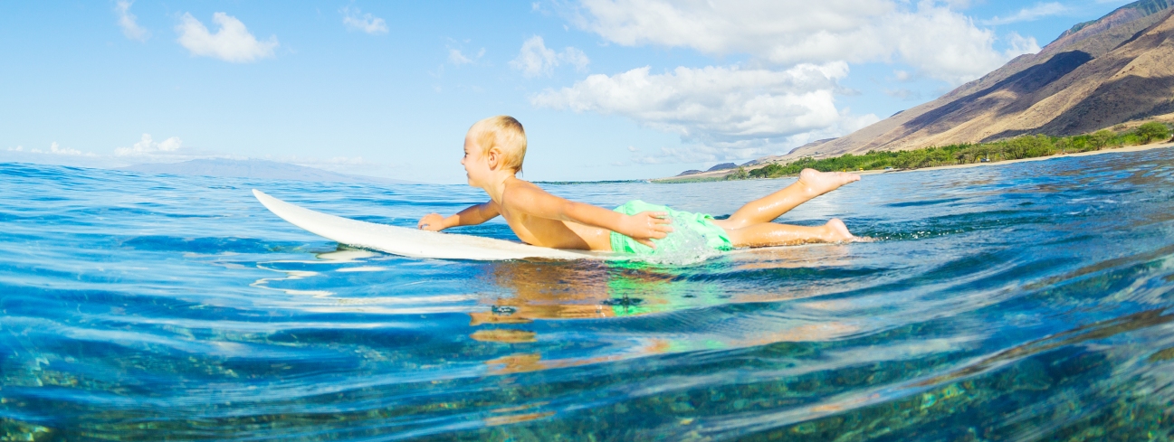 Boy on surf board