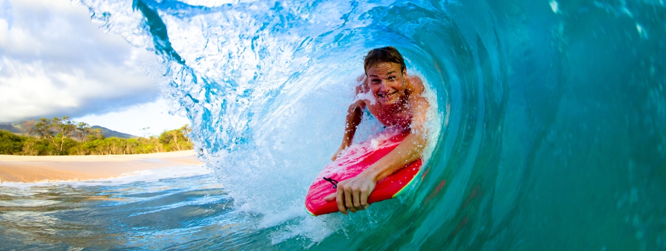 Boy in wave tunnel